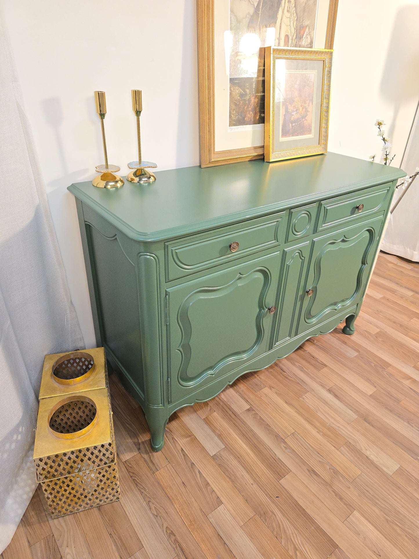 Sage Green Wood French Provincial Sideboard/Buffet by Stiehl Furniture