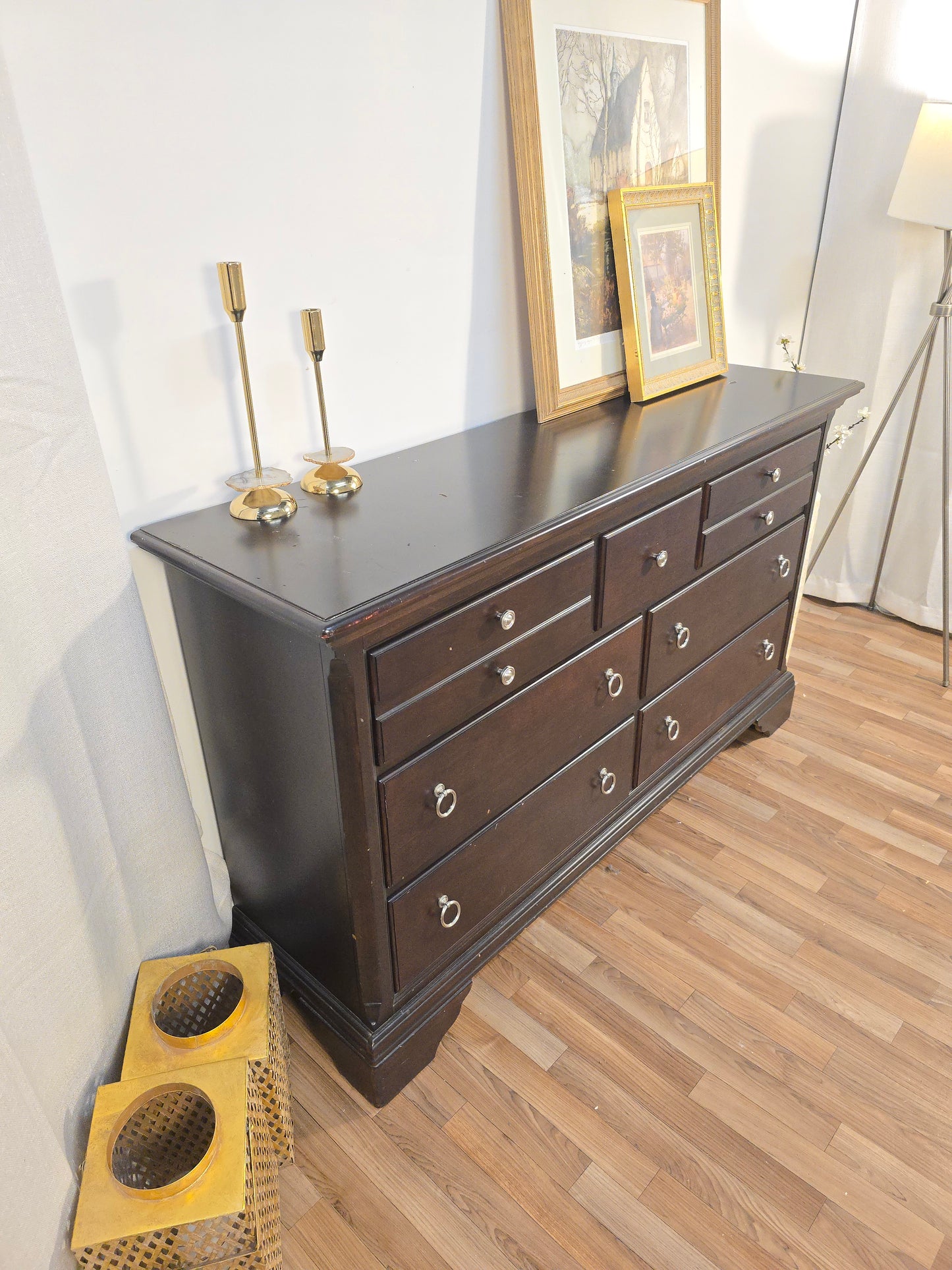 Solid Wood 9-Drawer Dresser – Dark Brown Finish by Pottery Barn