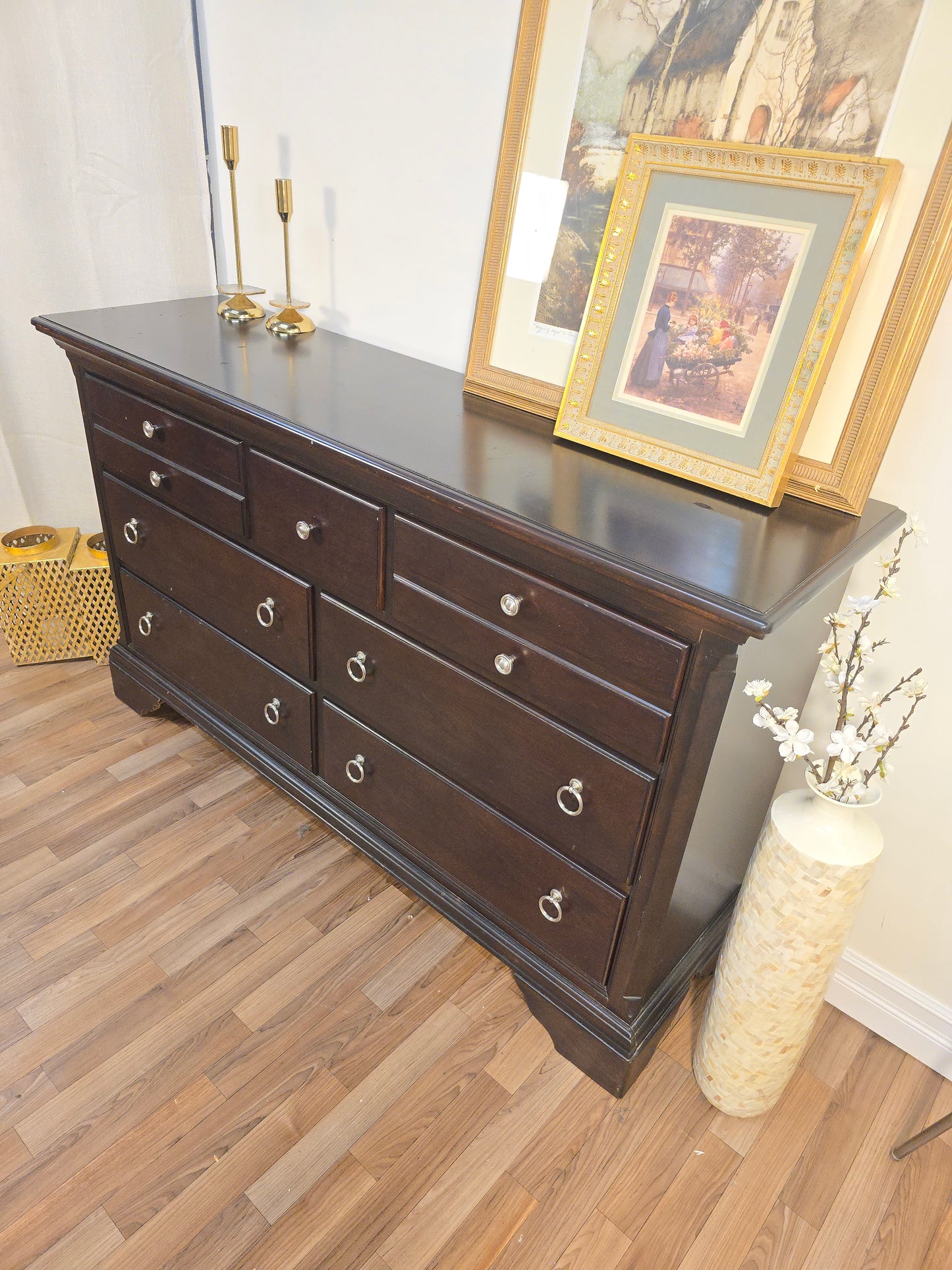 Solid Wood 9-Drawer Dresser – Dark Brown Finish by Pottery Barn