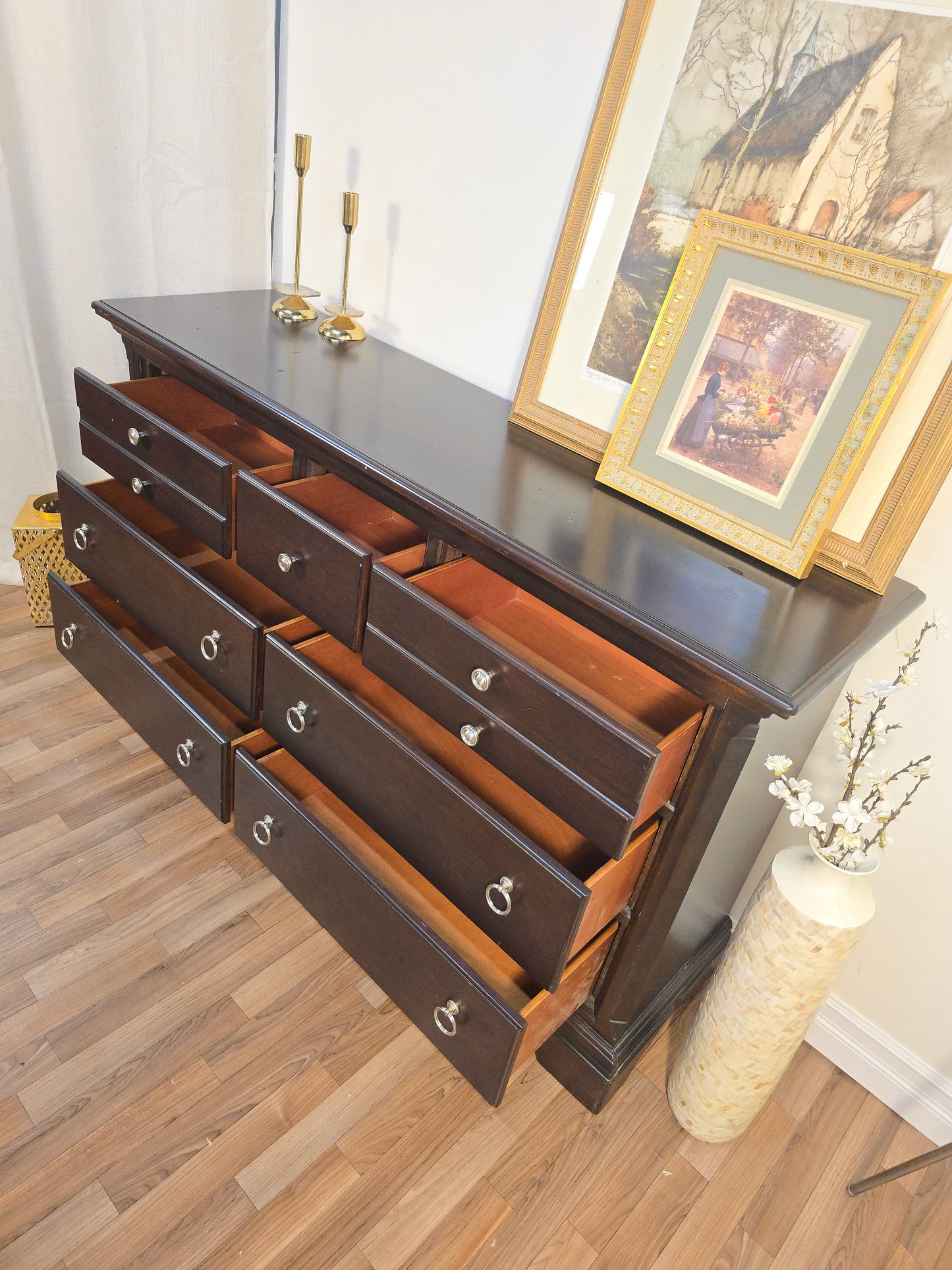 Solid Wood 9-Drawer Dresser – Dark Brown Finish by Pottery Barn