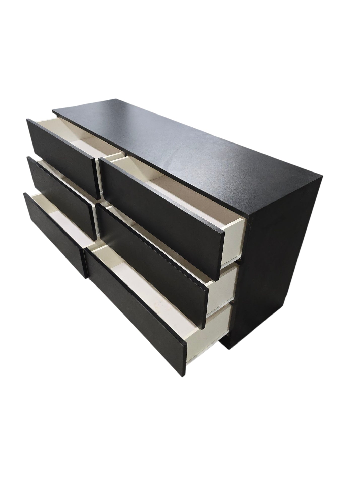 Modern Minimalist Black 6-Drawer Low Dresser - Pre-Owned