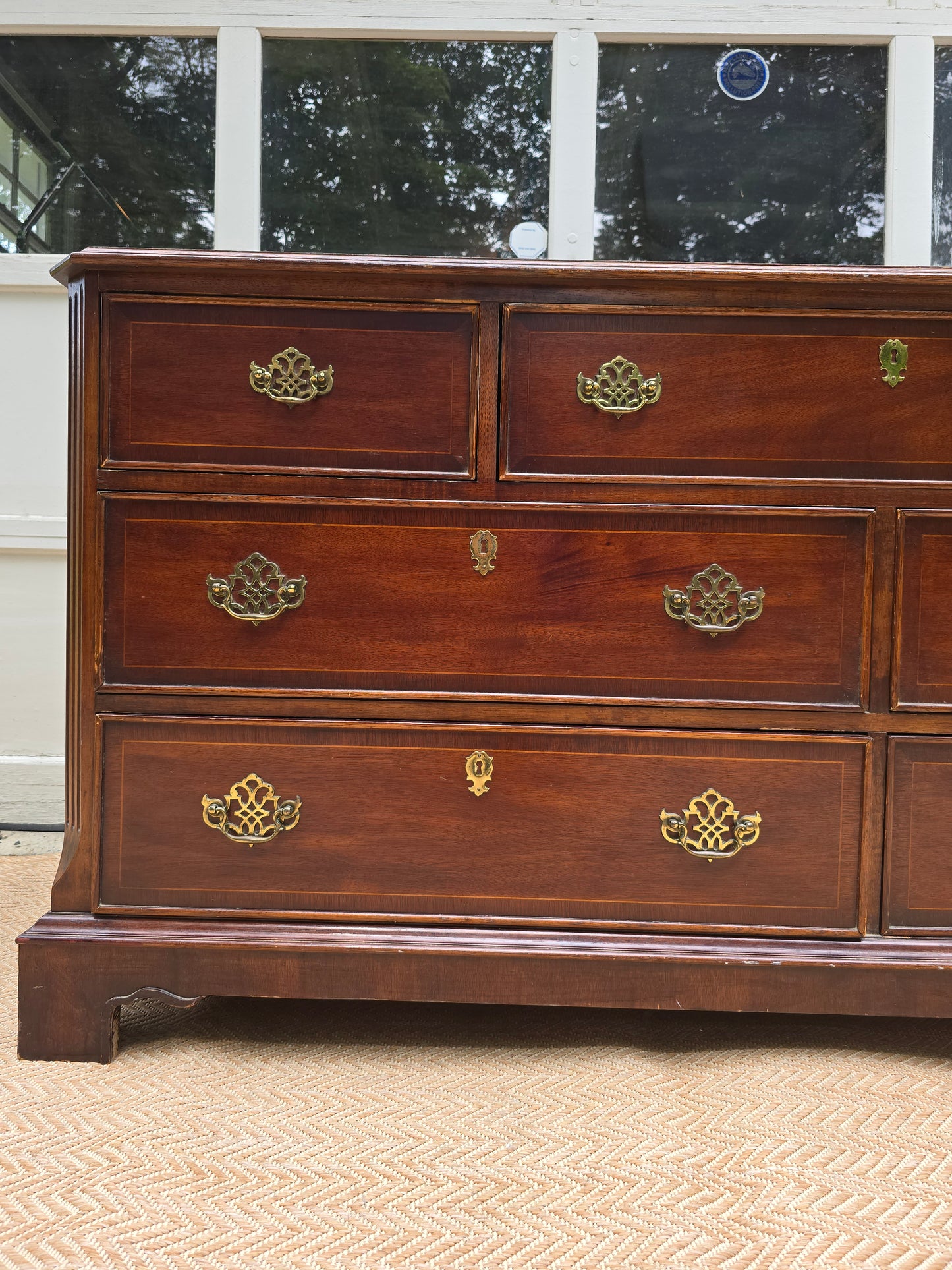 Vintage American of Martinsville Dresser: Solid Mahogany 9-Drawer Chest with Brass Hardware