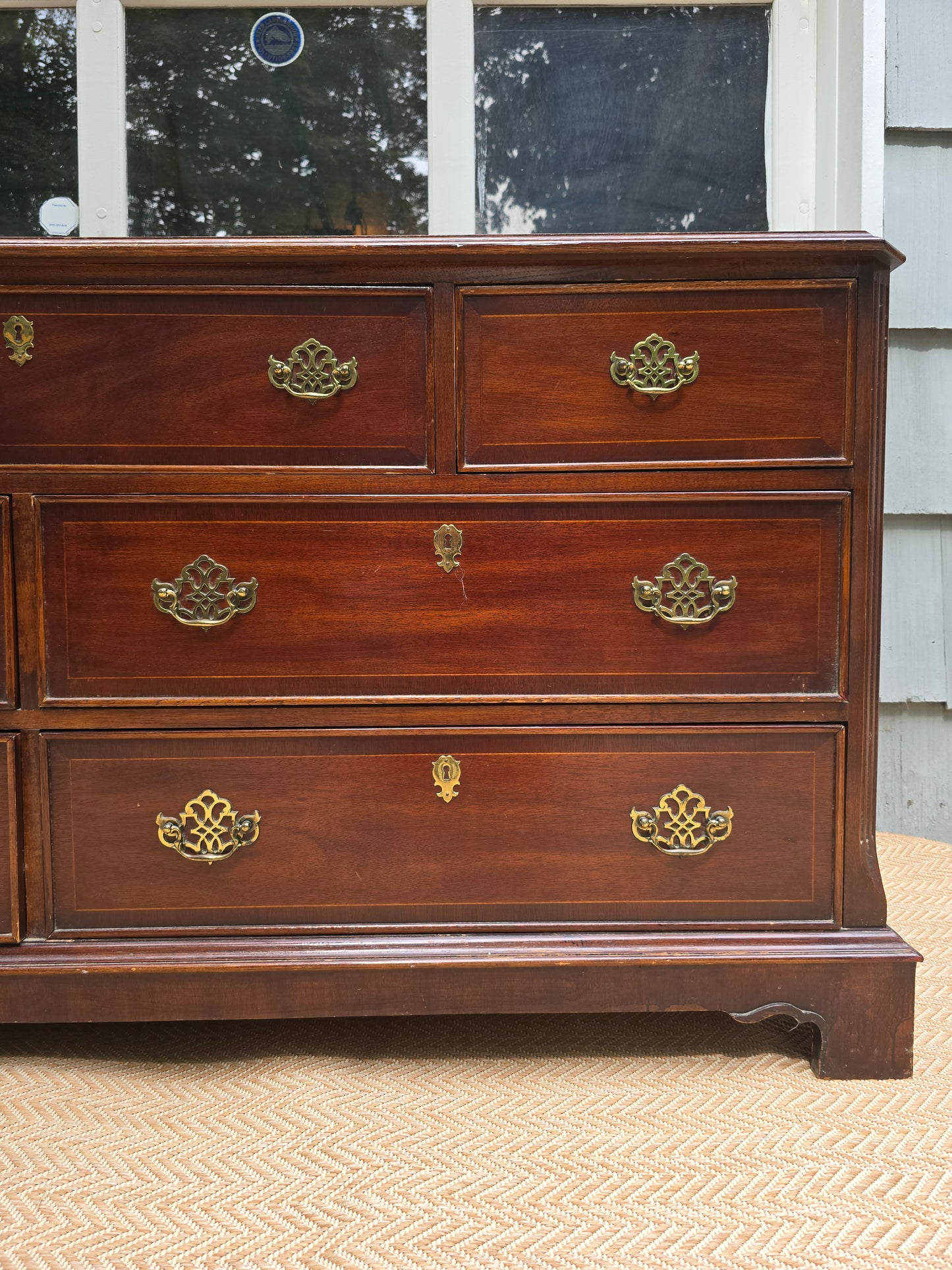 Vintage American of Martinsville Dresser: Solid Mahogany 9-Drawer Chest with Brass Hardware
