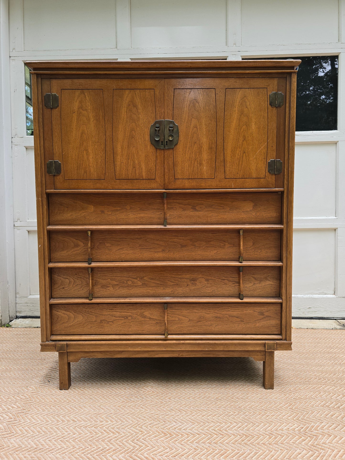 20th Century Thomasville Mystique Hollywood Regency Walnut Highboy Chest