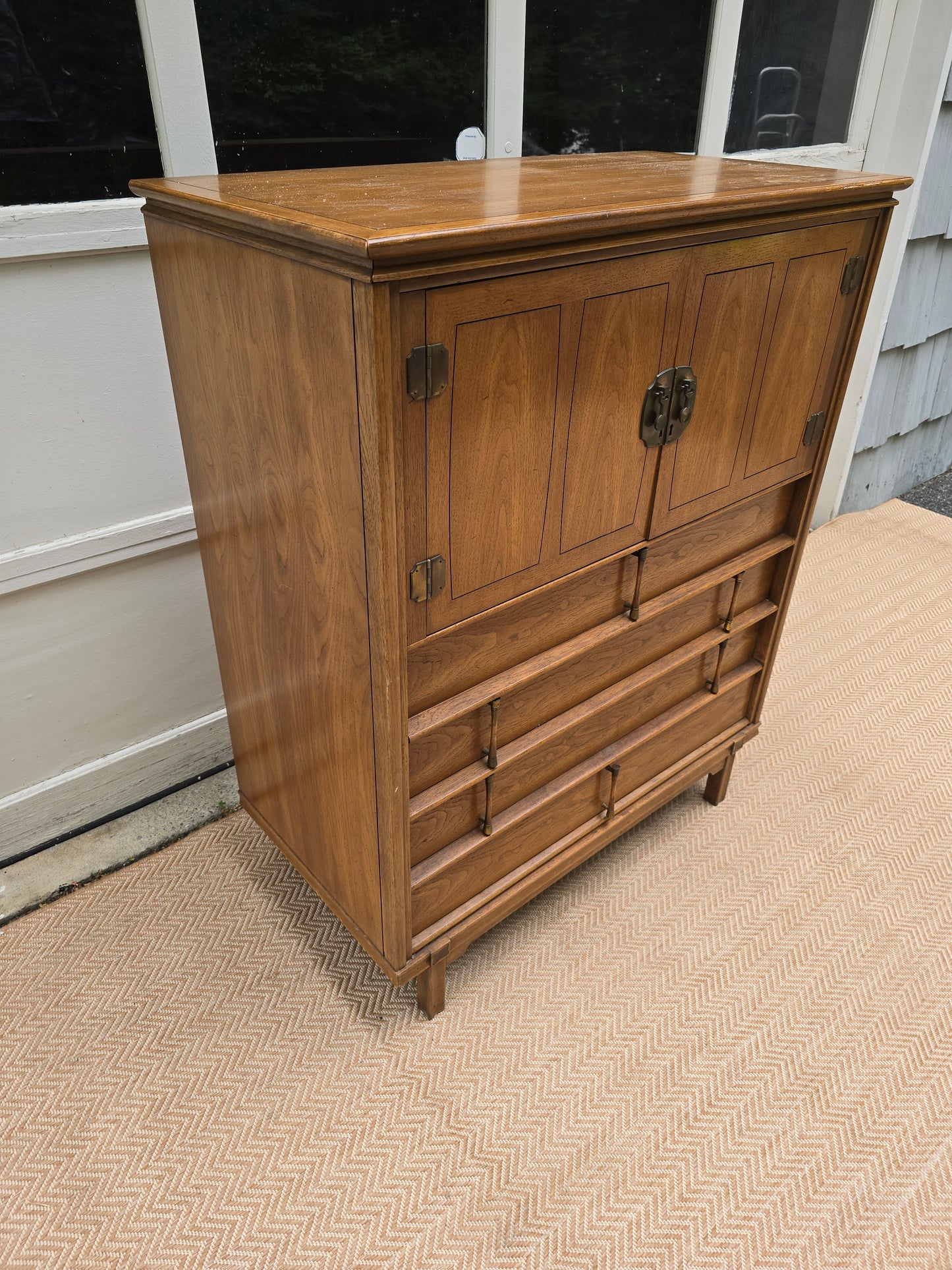 20th Century Thomasville Mystique Hollywood Regency Walnut Highboy Chest