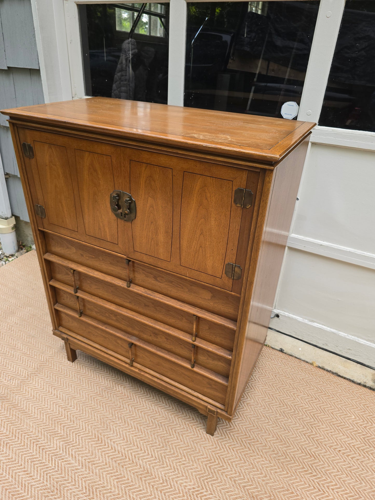 20th Century Thomasville Mystique Hollywood Regency Walnut Highboy Chest