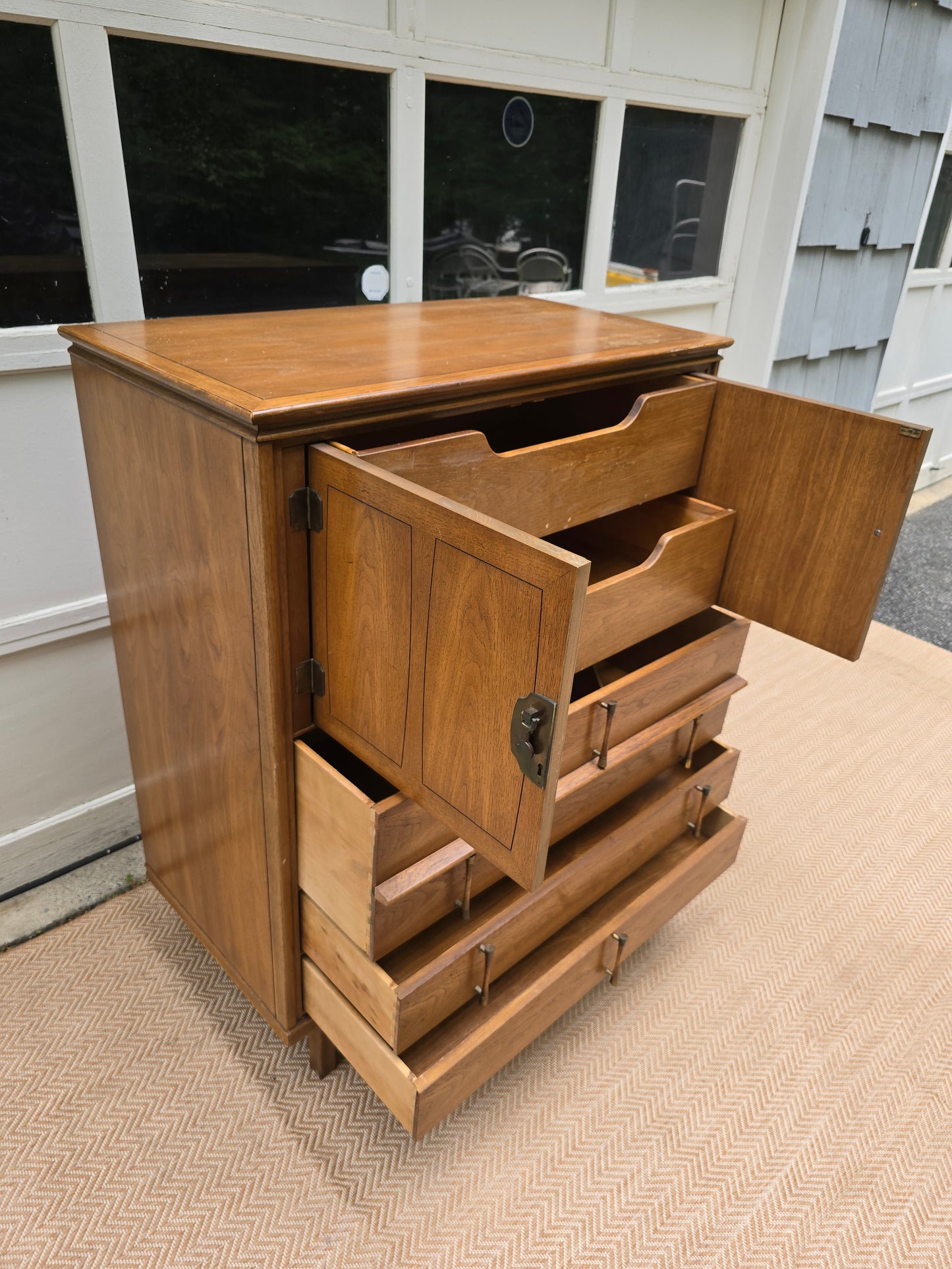 20th Century Thomasville Mystique Hollywood Regency Walnut Highboy Chest