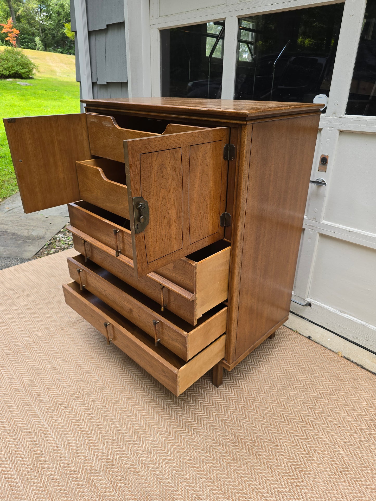 20th Century Thomasville Mystique Hollywood Regency Walnut Highboy Chest