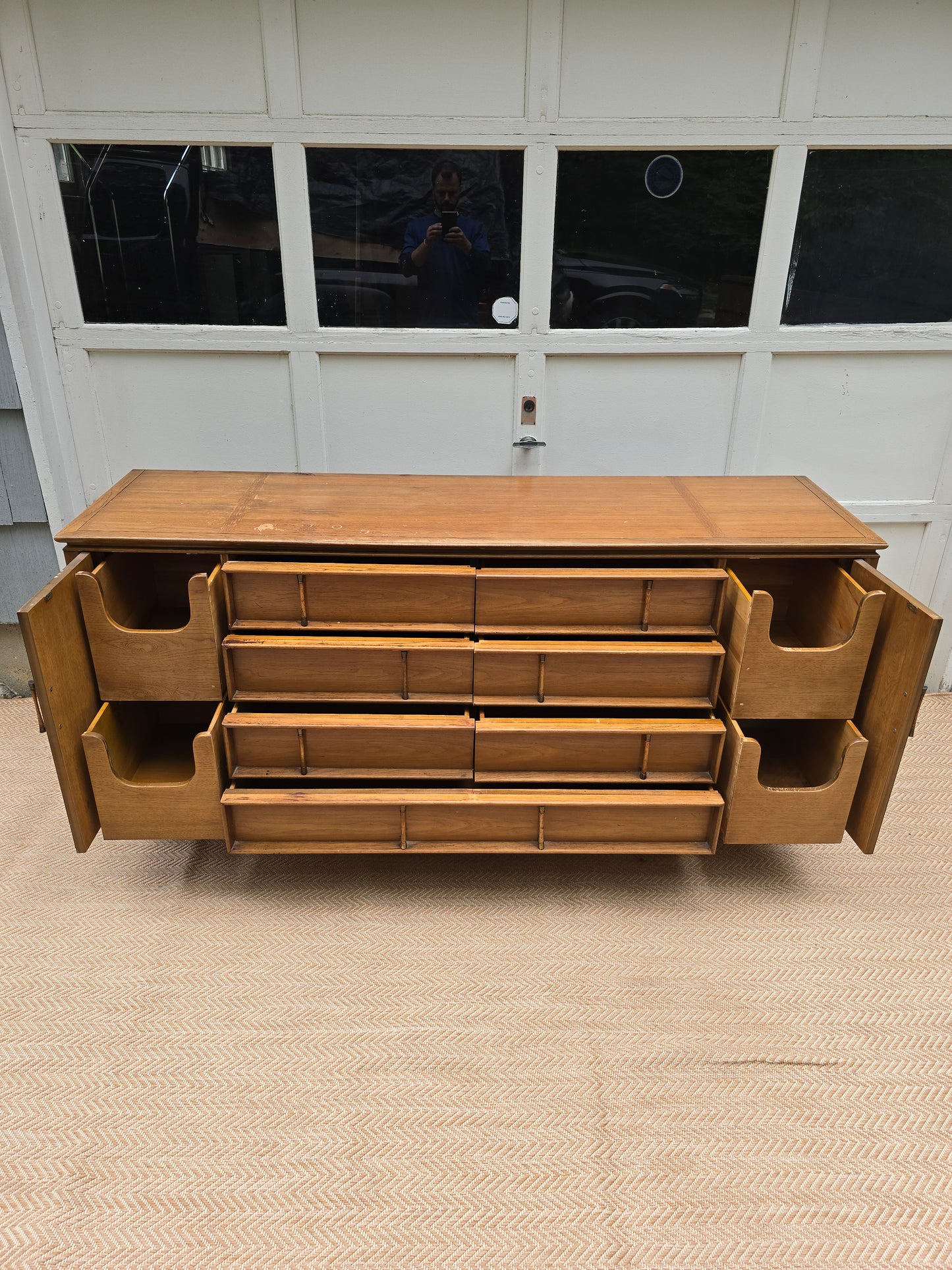 1960s Thomasville Tamerlane Hollywood Regency Burled Wood Credenza Sideboard