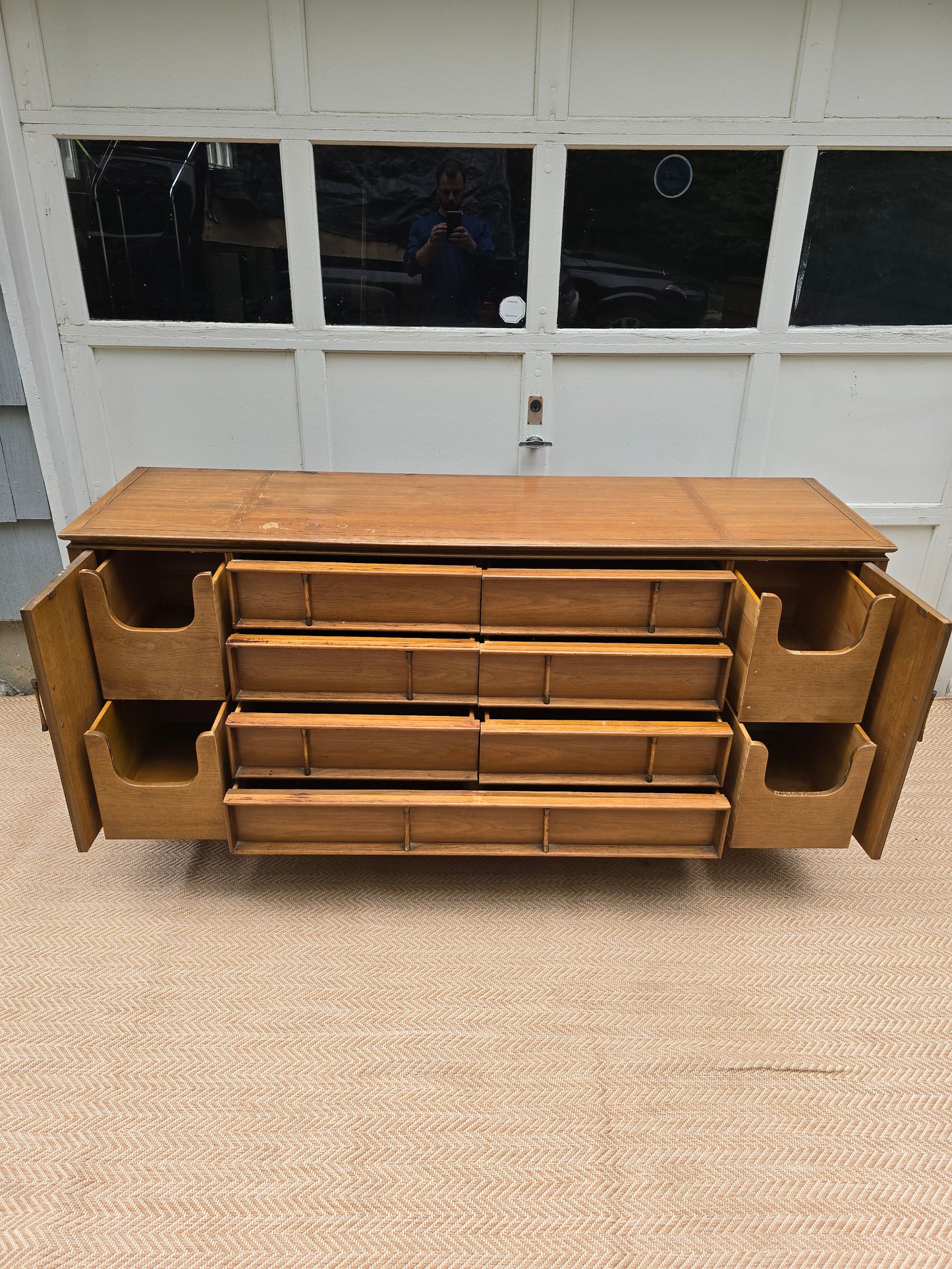 1960s Thomasville Tamerlane Hollywood Regency Burled Wood Credenza Sideboard