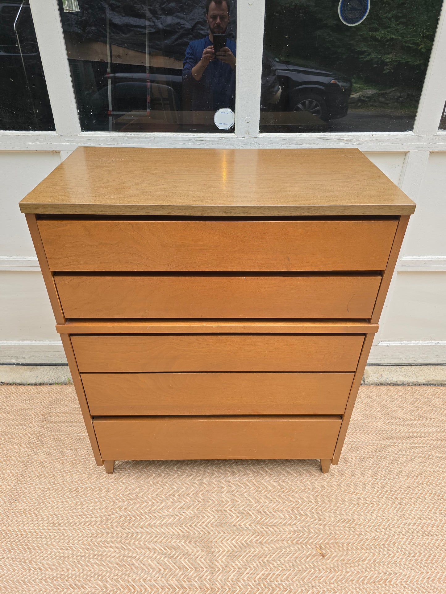 Mid-Century Modern Walnut 5-Drawer Dresser, Minimalist Design by Stanley