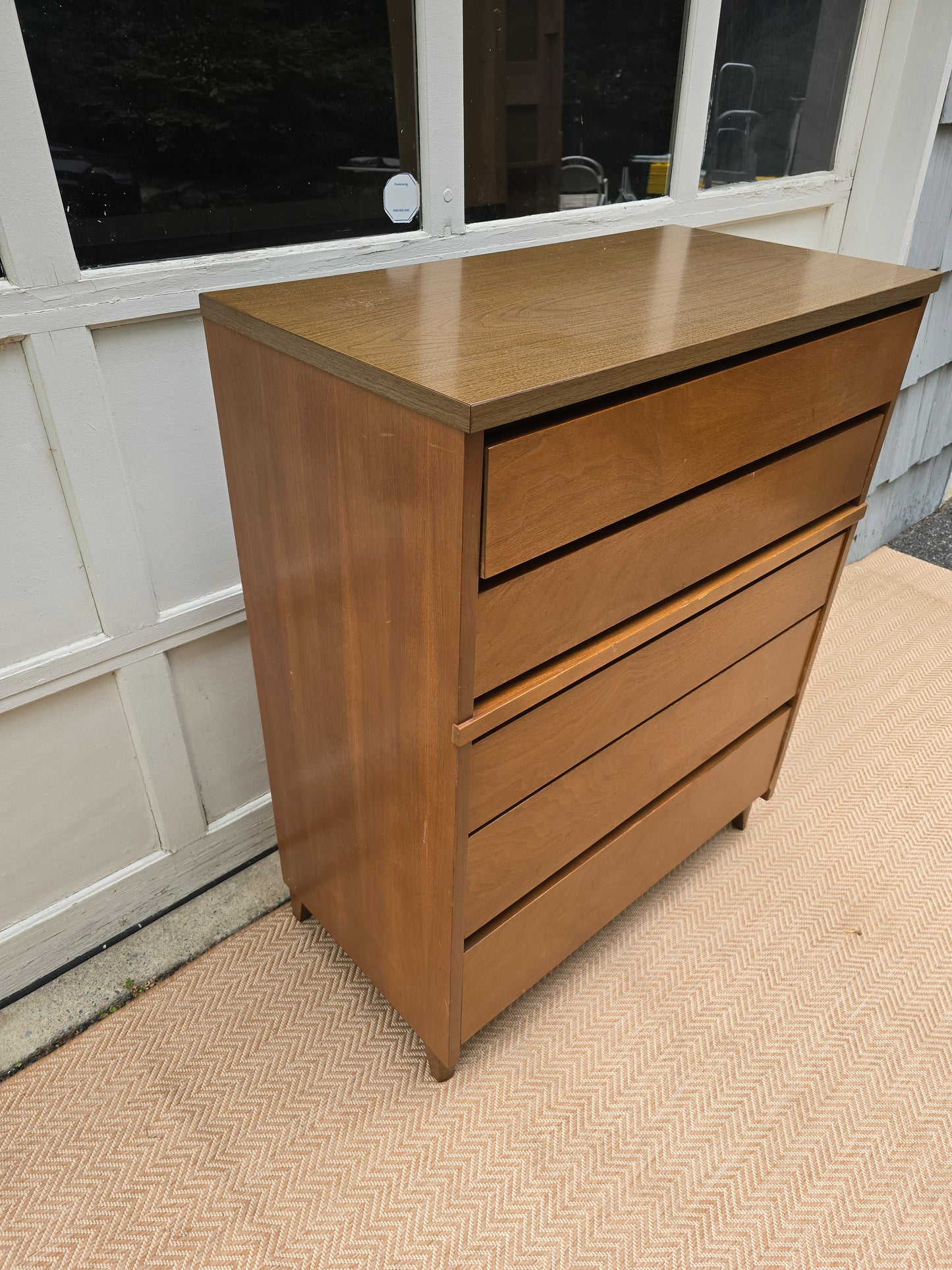 Mid-Century Modern Walnut 5-Drawer Dresser, Minimalist Design by Stanley
