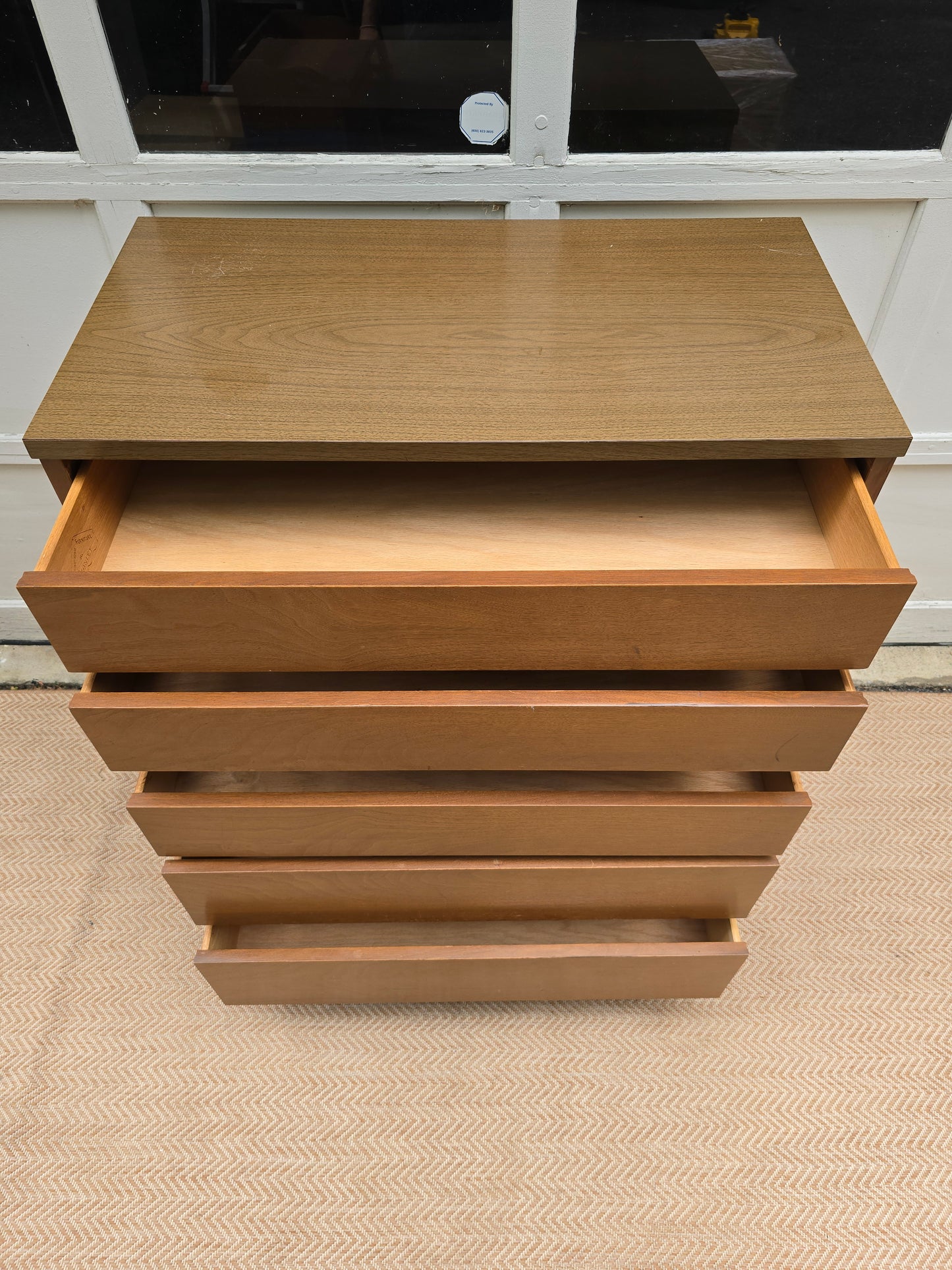 Mid-Century Modern Walnut 5-Drawer Dresser, Minimalist Design by Stanley
