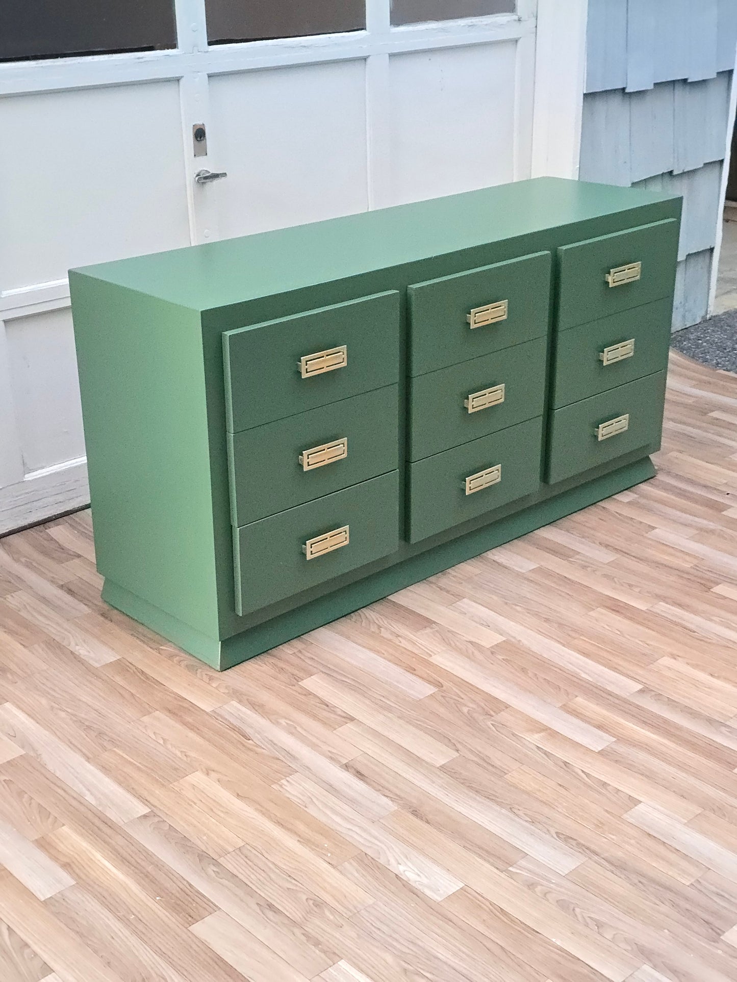 Campaign Dresser – Vintage-Inspired 9-Drawer Chest in Botanical Green