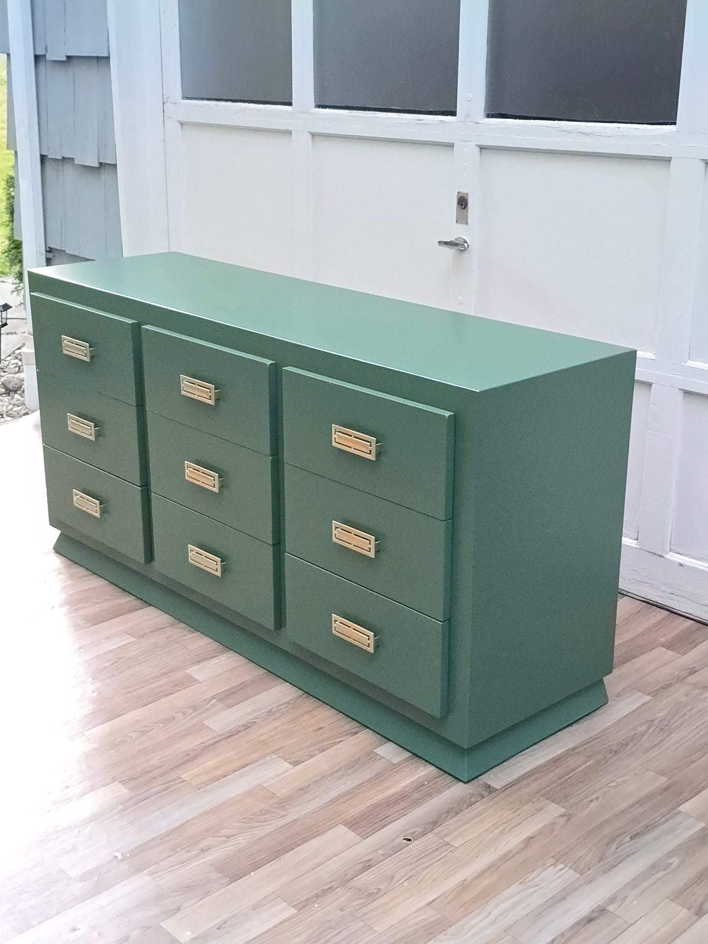 Campaign Dresser – Vintage-Inspired 9-Drawer Chest in Botanical Green