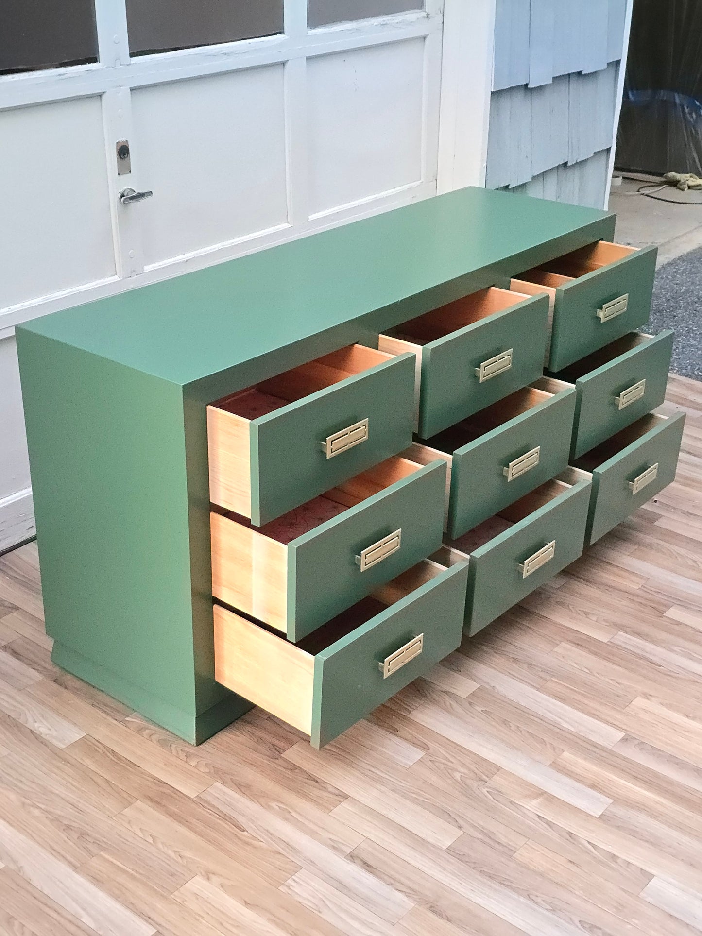 Campaign Dresser – Vintage-Inspired 9-Drawer Chest in Botanical Green