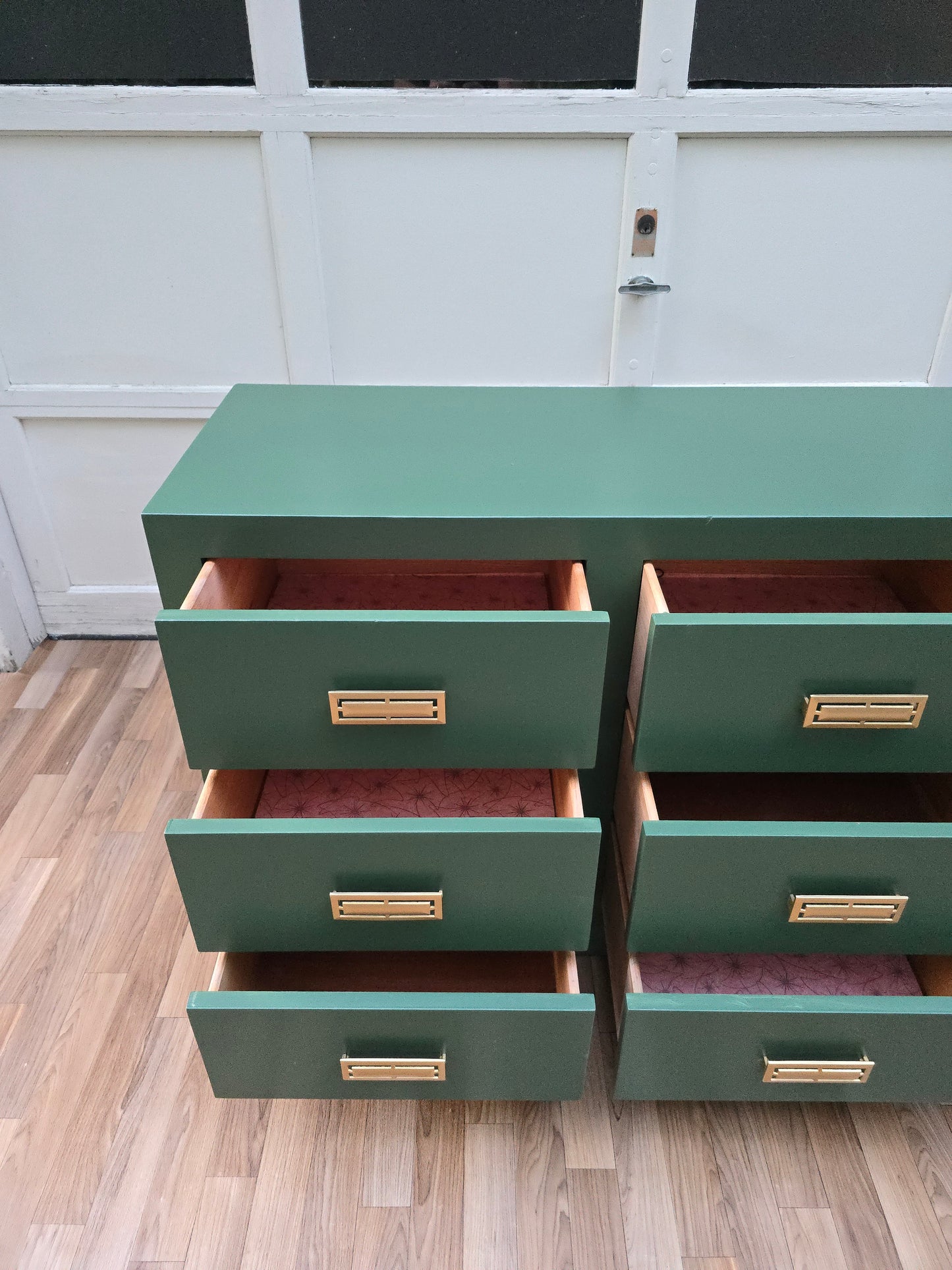 Campaign Dresser – Vintage-Inspired 9-Drawer Chest in Botanical Green