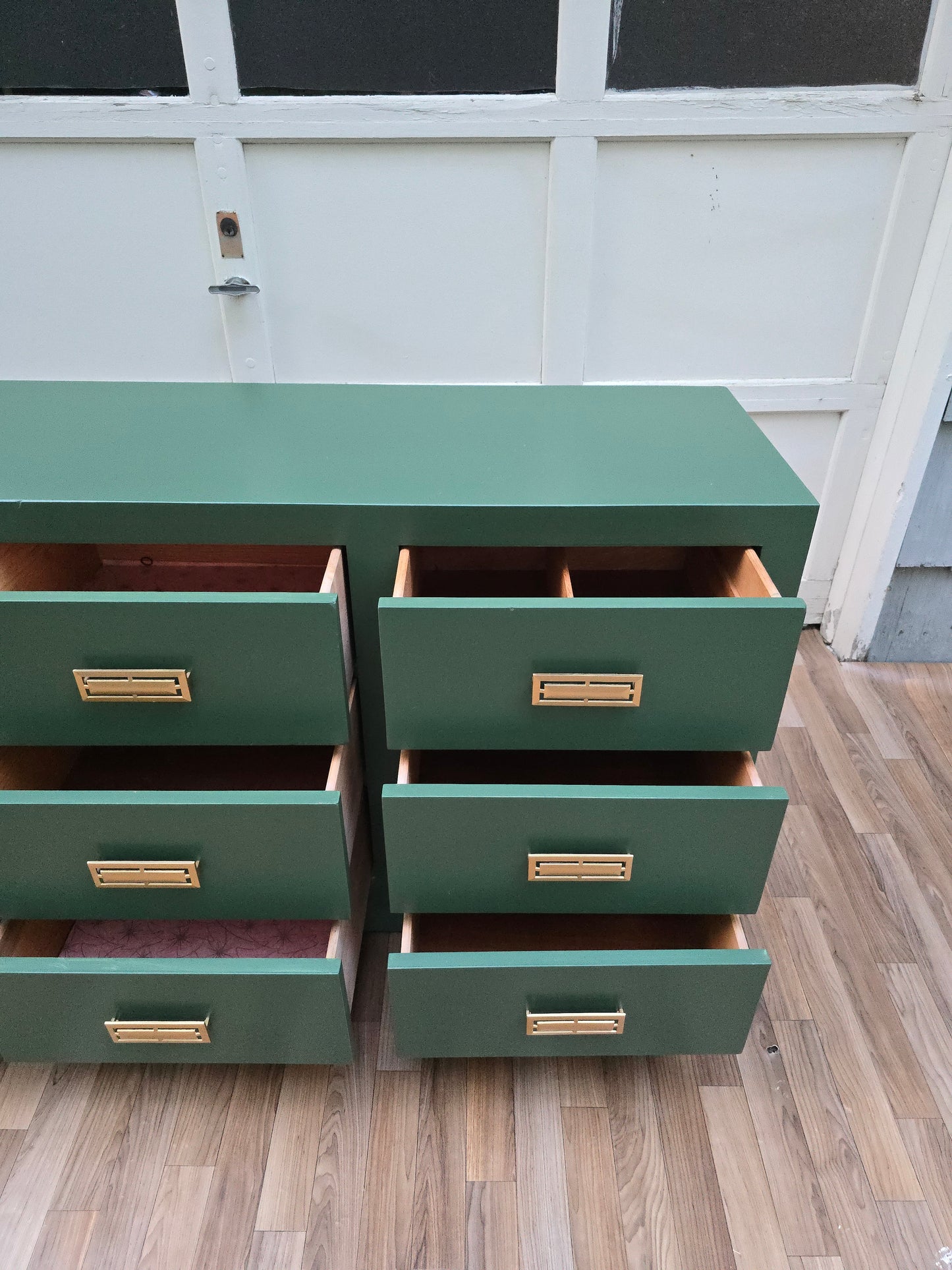 Campaign Dresser – Vintage-Inspired 9-Drawer Chest in Botanical Green