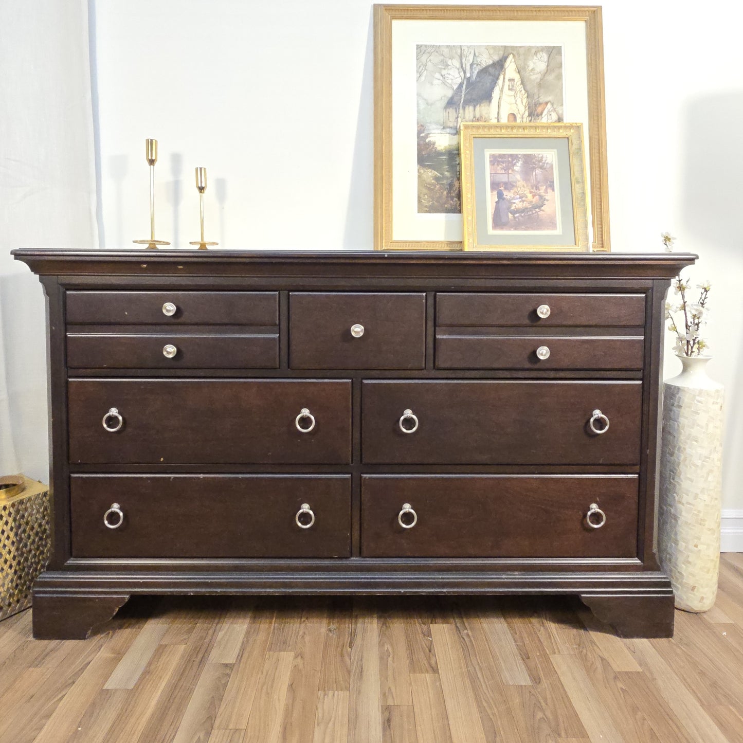 Solid Wood 9-Drawer Dresser – Dark Brown Finish by Pottery Barn