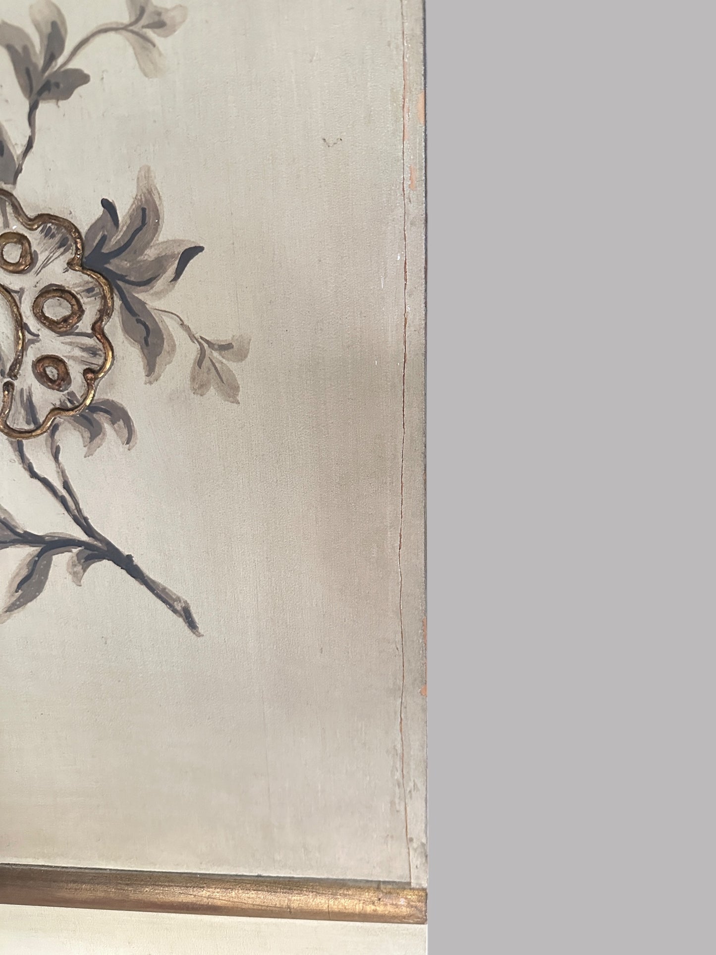Rare Italian Hand-Painted Armoire – Vintage Gold Scenic Cabinet | ED Furniture Design