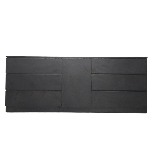 Modern Minimalist Black 6-Drawer Low Dresser with Central Cabinet