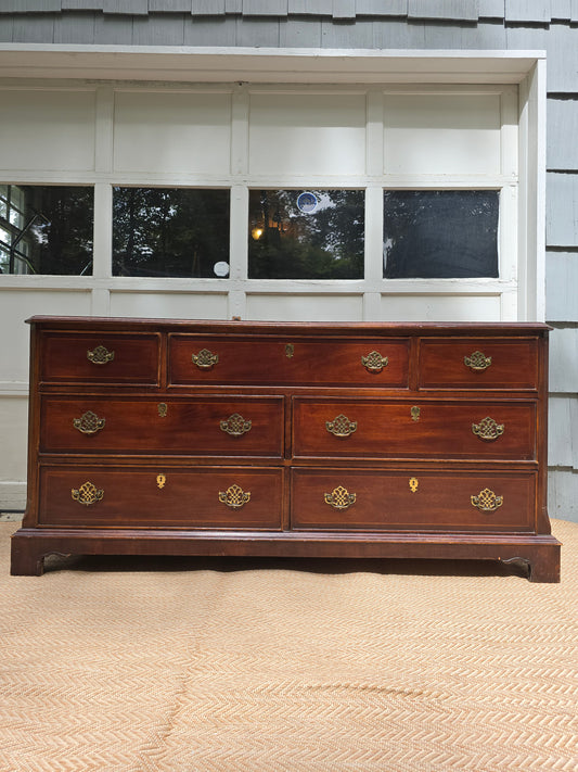 Vintage American of Martinsville Dresser: Solid Mahogany 9-Drawer Chest with Brass Hardware