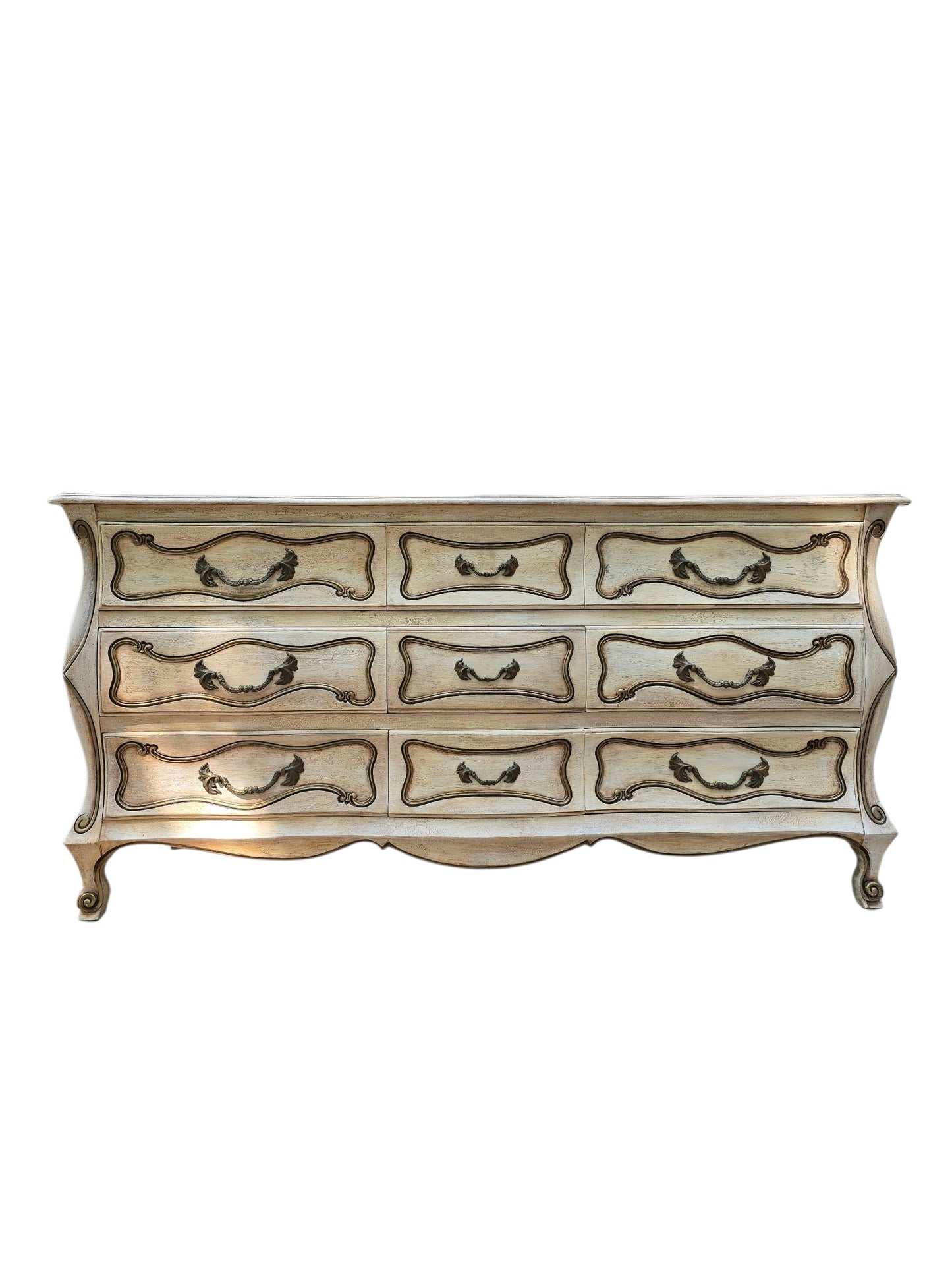 Chantilly French Provincial Dresser – Antique Nine-Drawer Chest with Serpentine Front