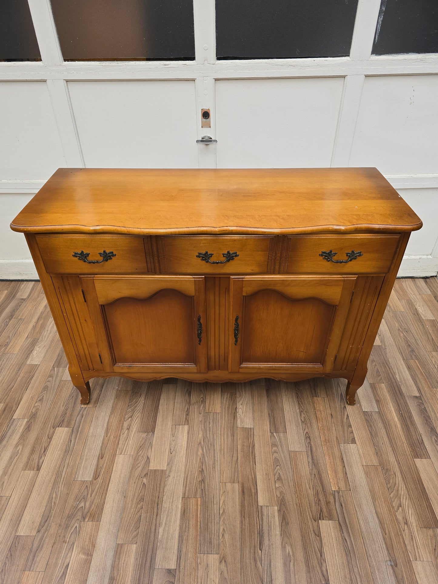 Versailles Provincial Sideboard – Vintage Two-Door Buffet with Carved Details