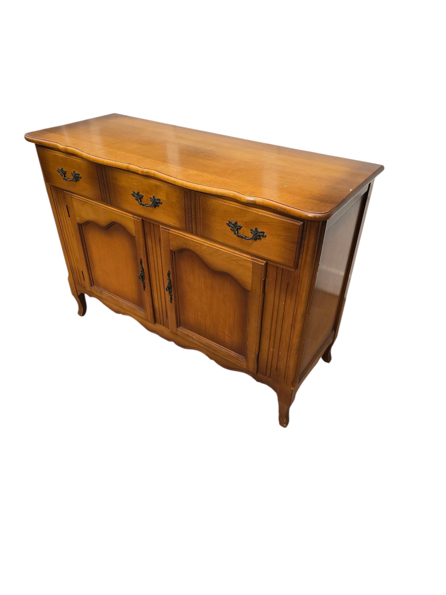 Versailles Provincial Sideboard – Vintage Two-Door Buffet with Carved Details