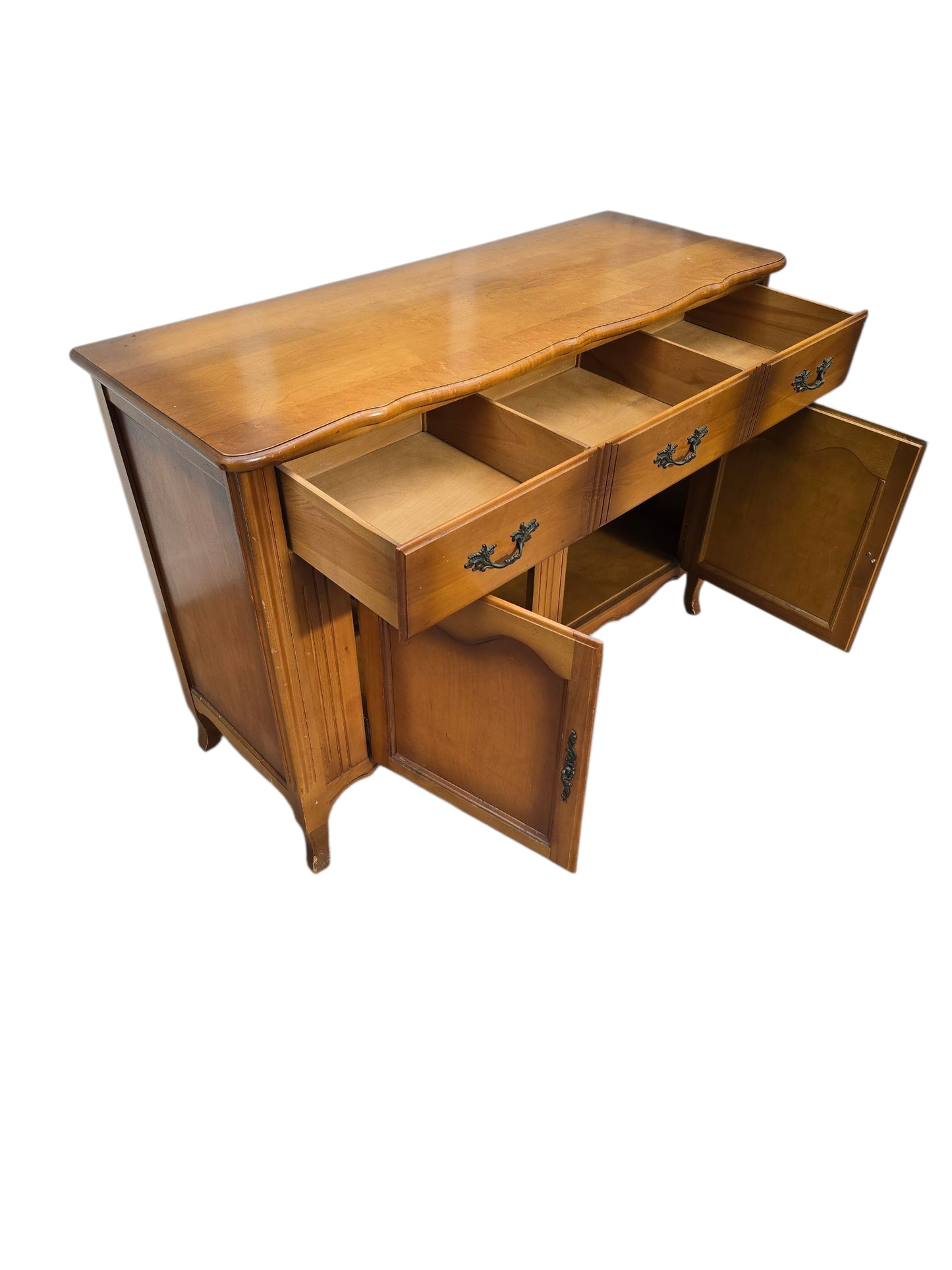 Versailles Provincial Sideboard – Vintage Two-Door Buffet with Carved Details