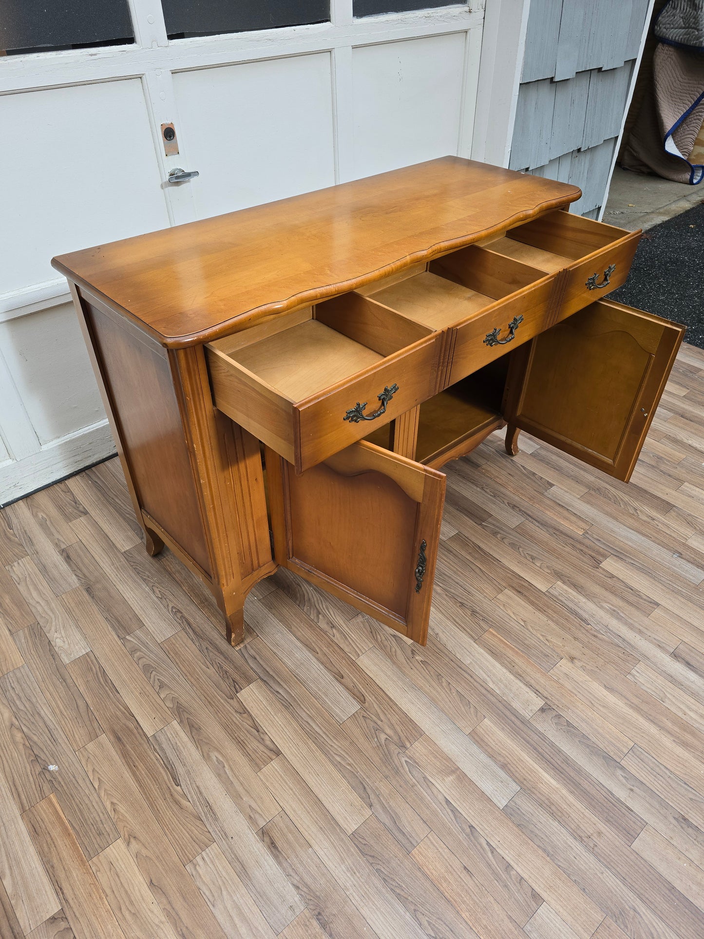 Versailles Provincial Sideboard – Vintage Two-Door Buffet with Carved Details