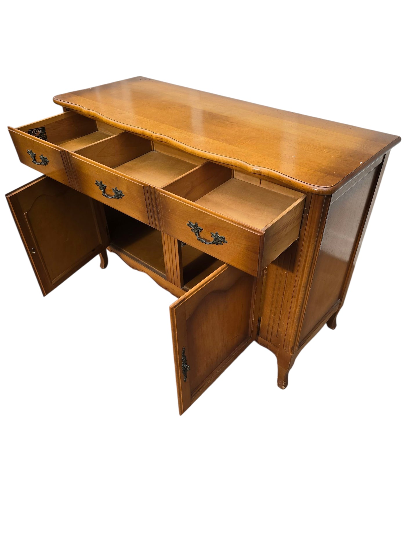 Versailles Provincial Sideboard – Vintage Two-Door Buffet with Carved Details