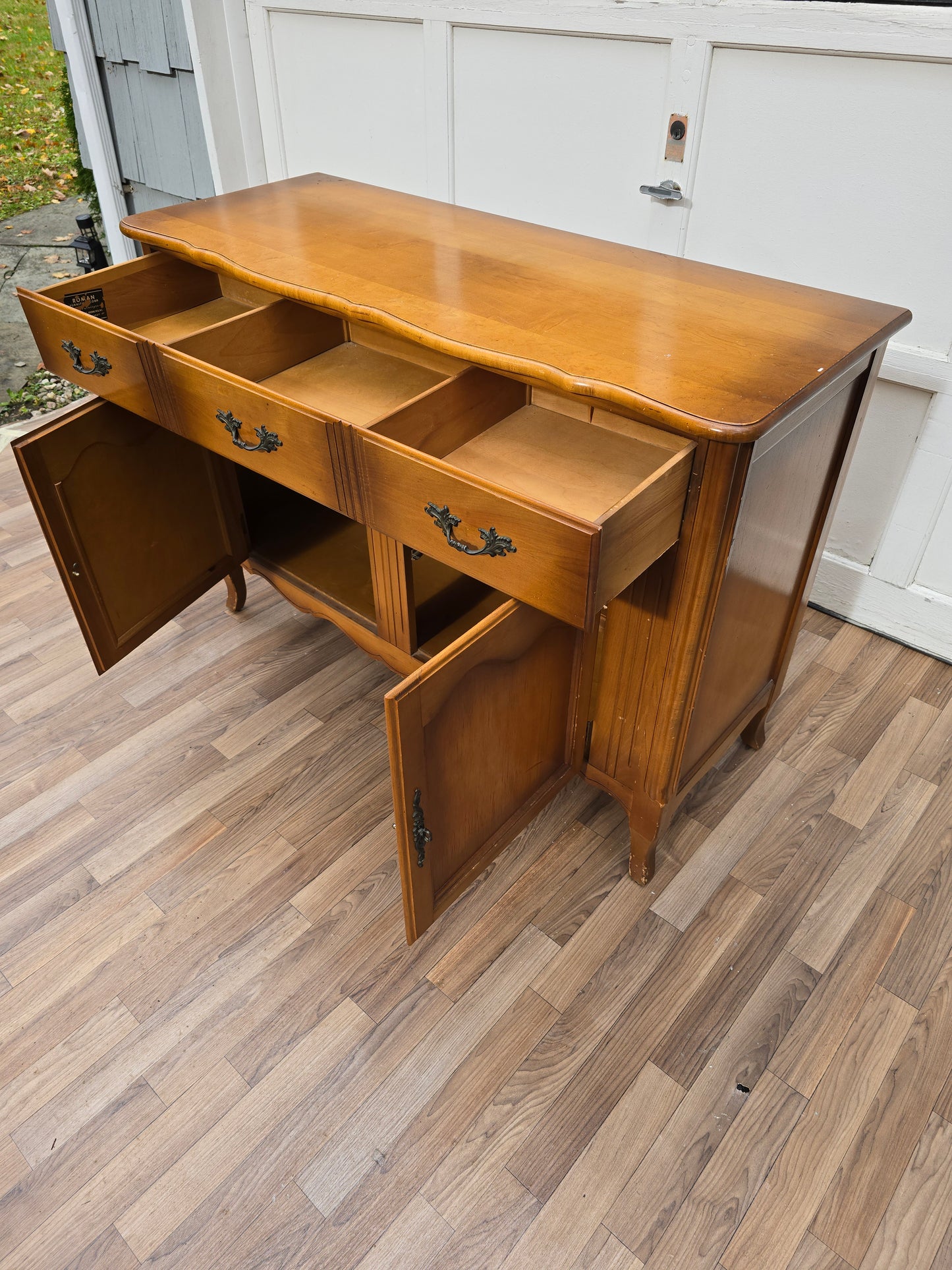 Versailles Provincial Sideboard – Vintage Two-Door Buffet with Carved Details