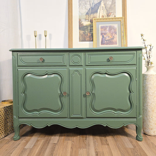 Sage Green Wood French Provincial Sideboard/Buffet by Stiehl Furniture