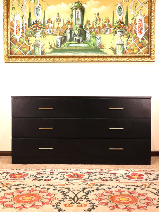 Modern Minimalist Black 6-Drawer Low Dresser - Pre-Owned