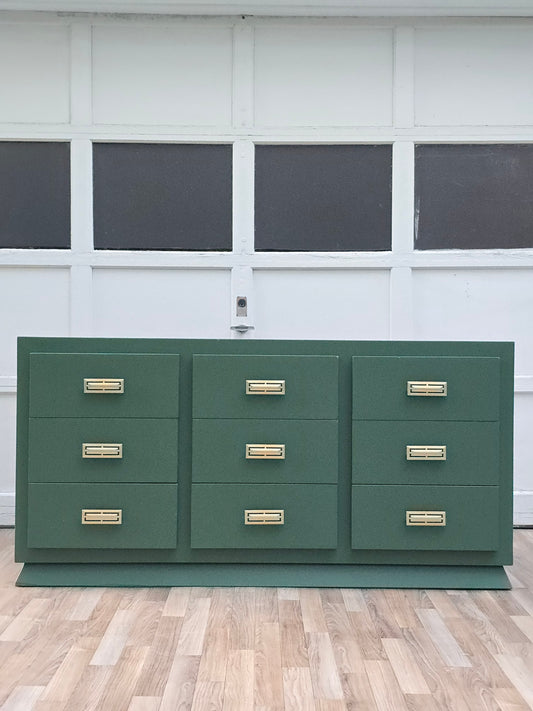 Campaign Dresser – Vintage-Inspired 9-Drawer Chest in Botanical Green