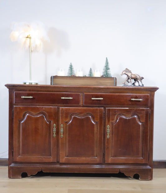 Thomasville Vintage Sideboard – Solid Wood 3-Door Credenza with Brass Hardware