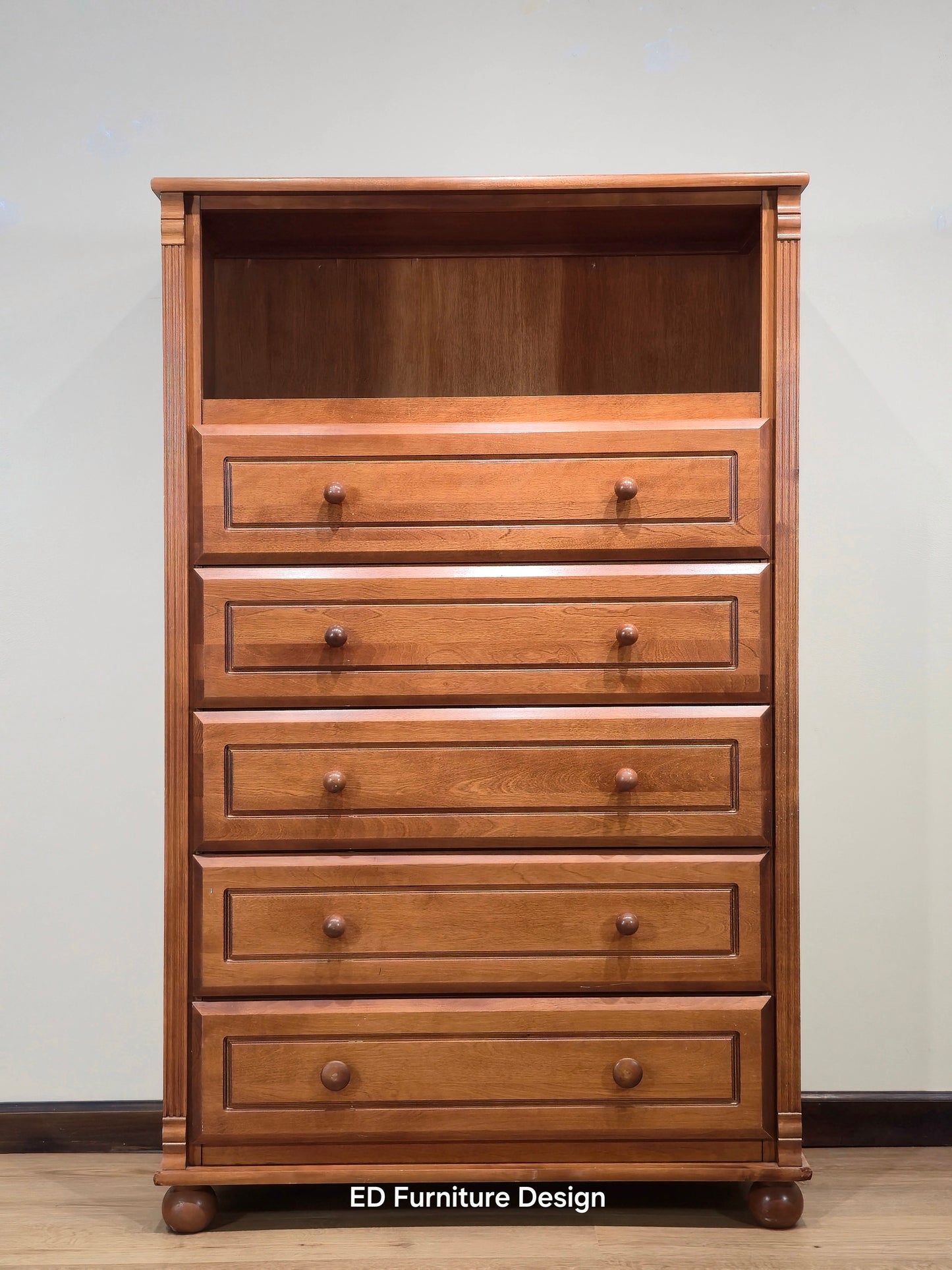 Bellini Solid Wood Tall Chest – 6-Drawer Dresser with Open Hutch Shelf | Classic Nursery Storage