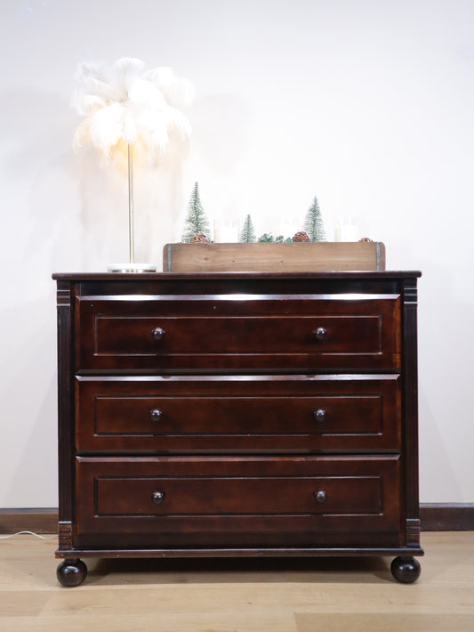 Bellini Dark Espresso Wood Dresser – Solid Wood 3-Drawer Chest