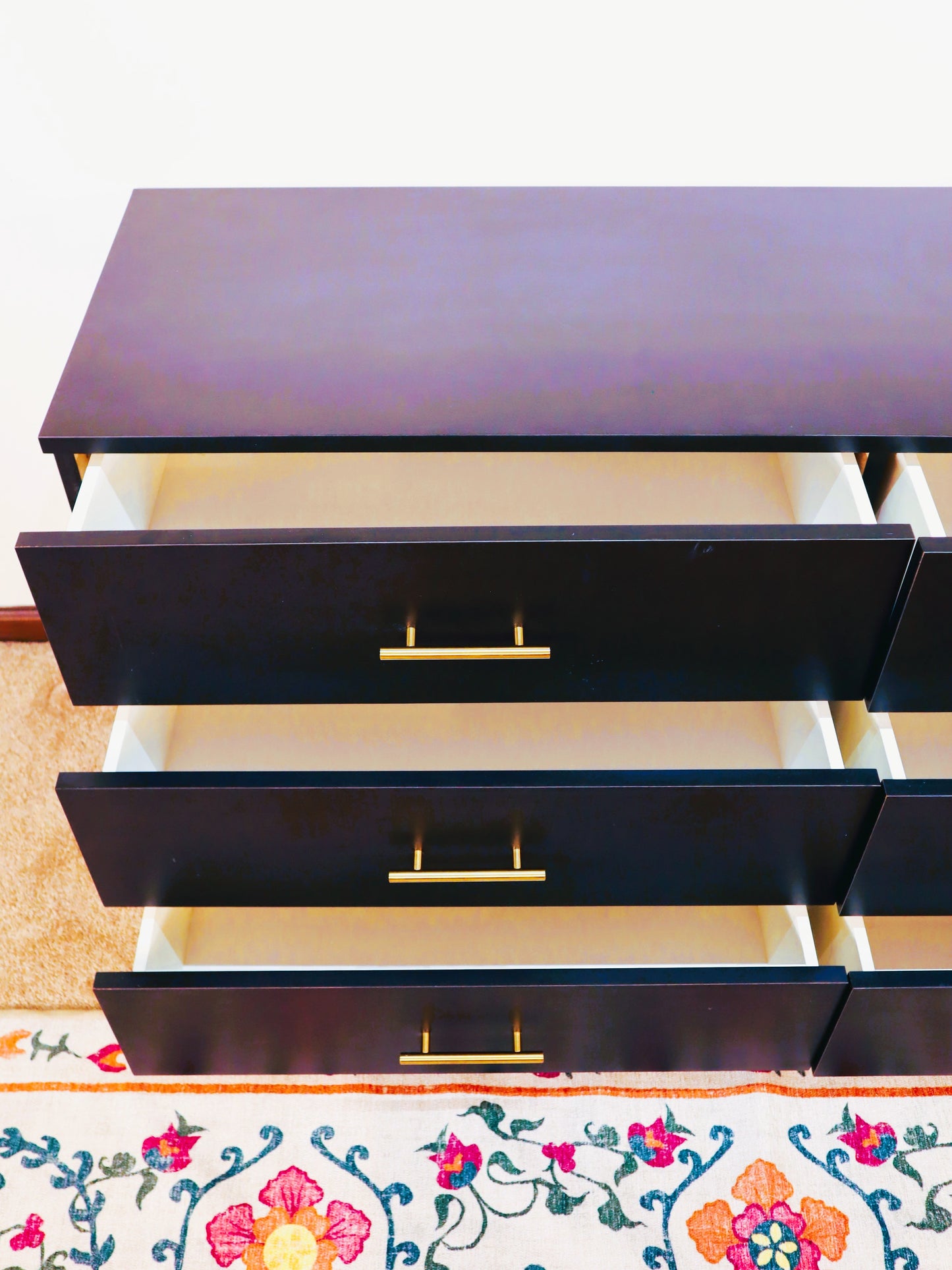 Modern Minimalist Black 6-Drawer Low Dresser - Pre-Owned