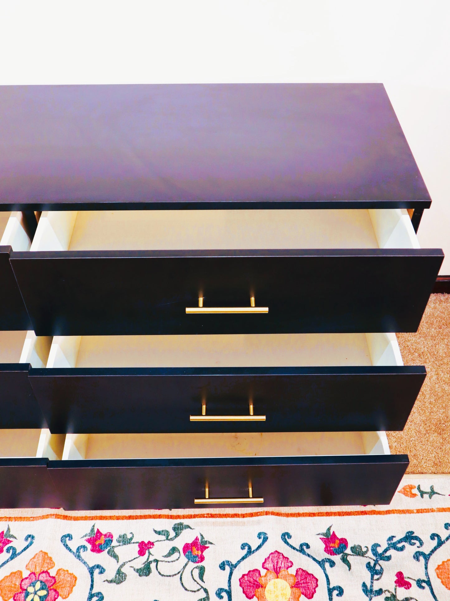 Modern Minimalist Black 6-Drawer Low Dresser - Pre-Owned