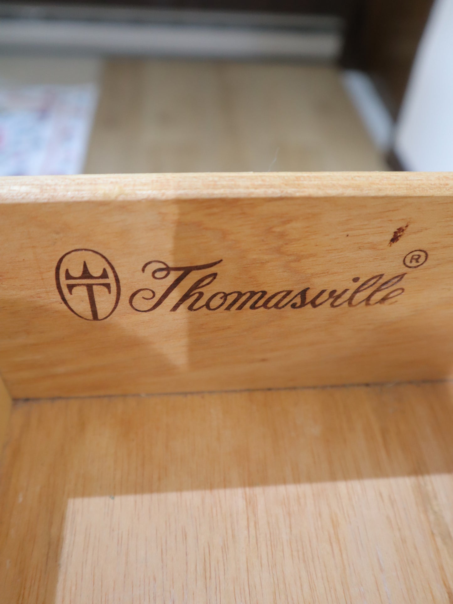 Thomasville Vintage Sideboard – Solid Wood 3-Door Credenza with Brass Hardware