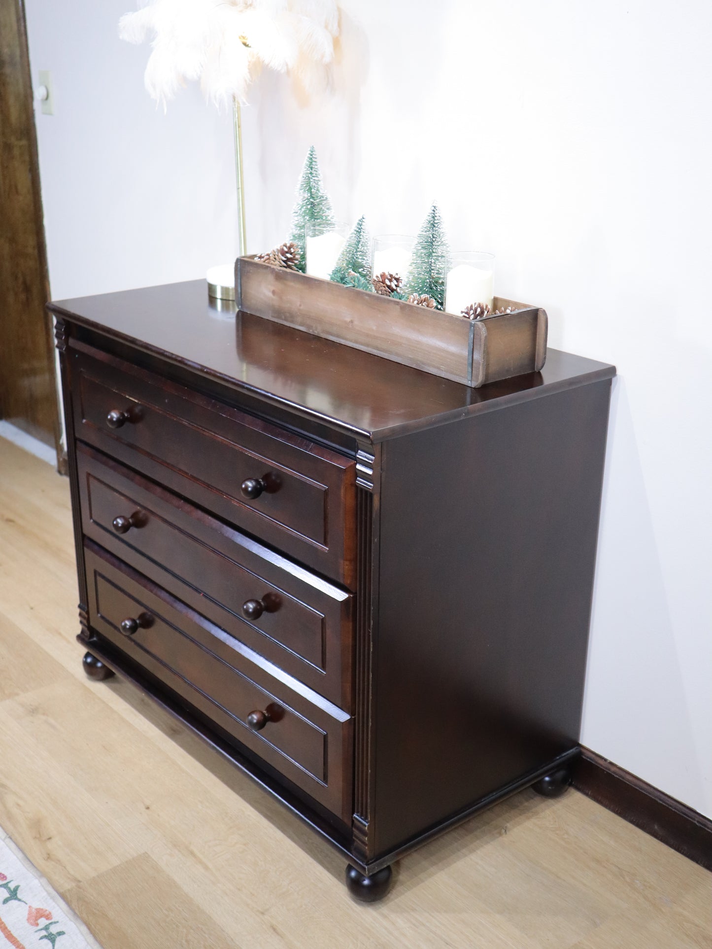 Bellini Dark Espresso Wood Dresser – Solid Wood 3-Drawer Chest