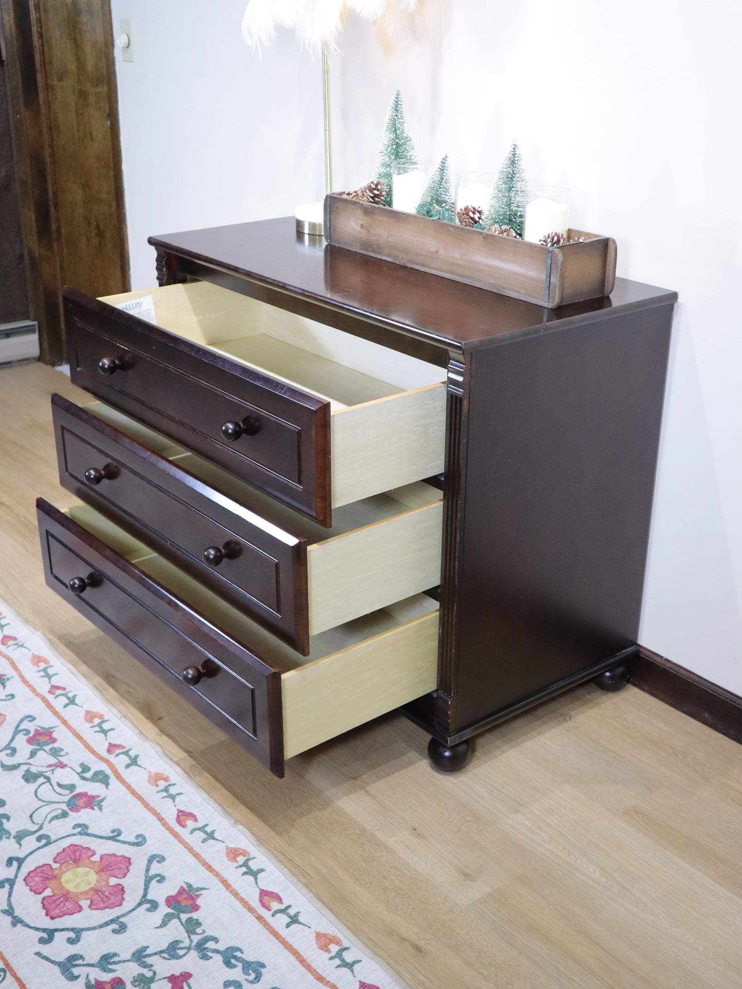 Bellini Dark Espresso Wood Dresser – Solid Wood 3-Drawer Chest