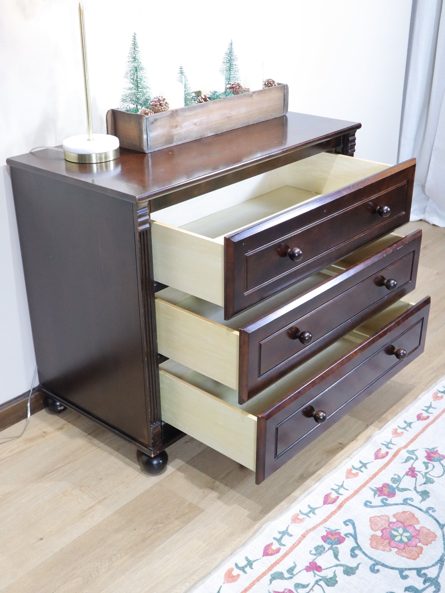 Bellini Dark Espresso Wood Dresser – Solid Wood 3-Drawer Chest