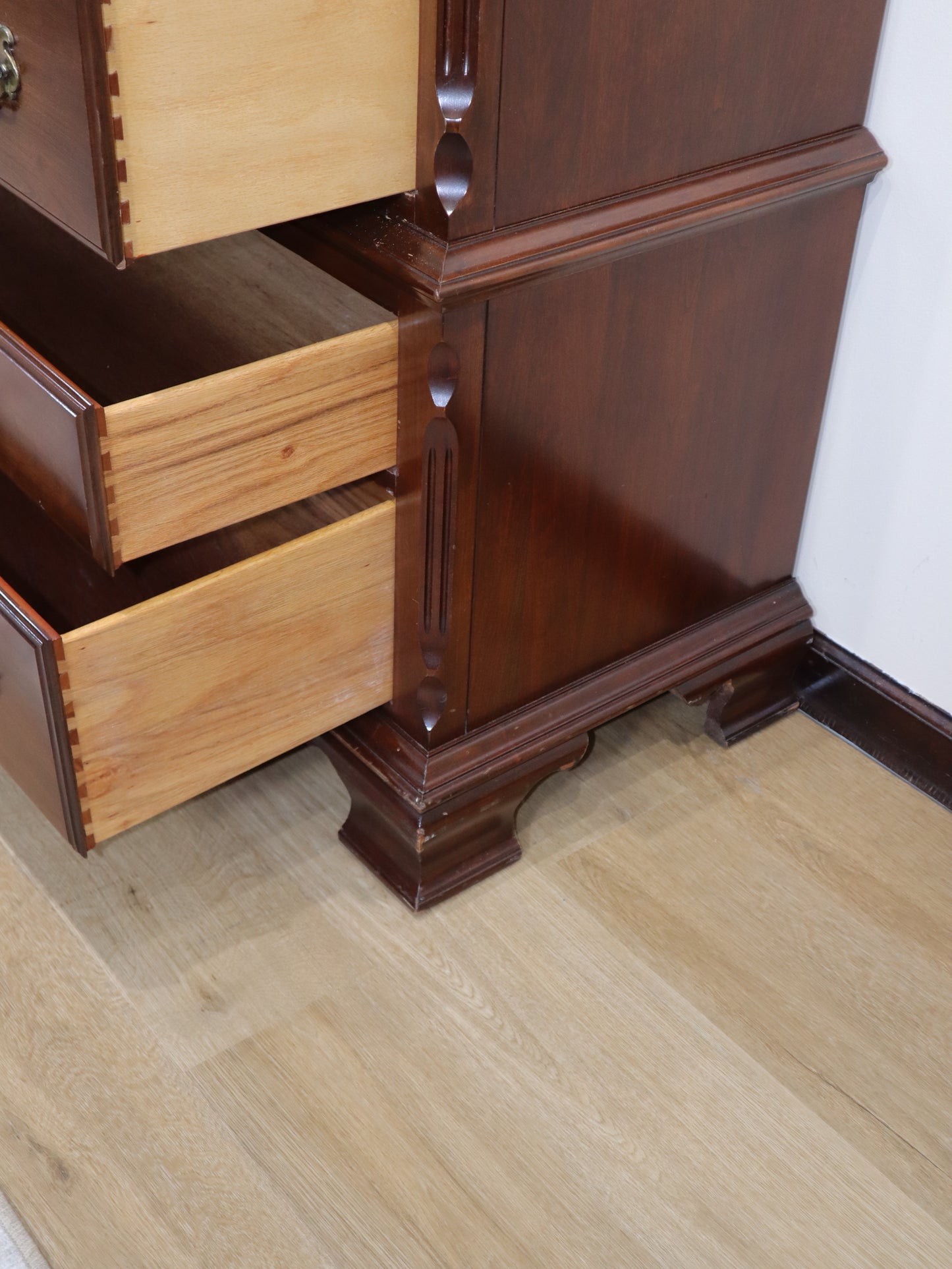 Pennsylvania House Highboy – Solid Cherry Chest-on-Chest with Brass Hardware | Vintage Tall Dresser