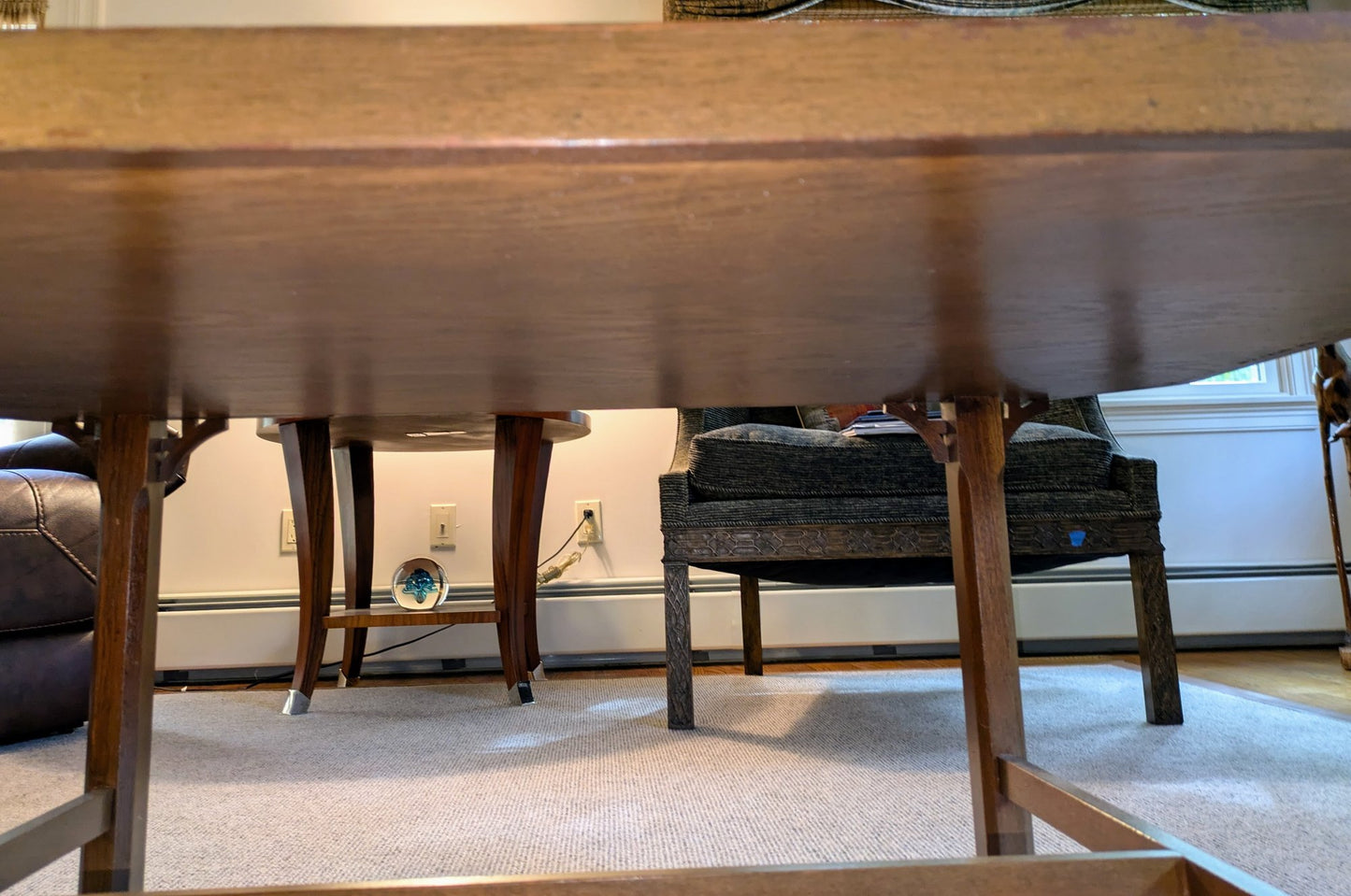 Vintage Chinoiserie Lacquer Coffee Table | Asian Art Painted Glass Top Table