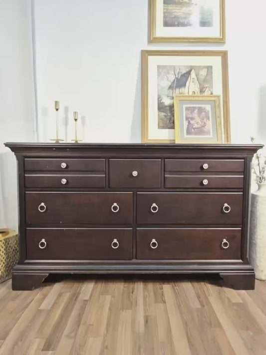 Solid Wood 9-Drawer Dresser – Dark Brown Finish by Pottery Barn